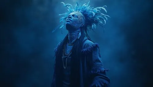 sanjaya,sandman,indian sadhu,indigo,jamiroquai,sadhu,varekai,shaman,voodoo woman,asari,blue enchantress,dreadlocks,beetlejuice,avatar,electro,dreadlocked,dreads,wraith,automaton,papageno,Photography,General,Realistic