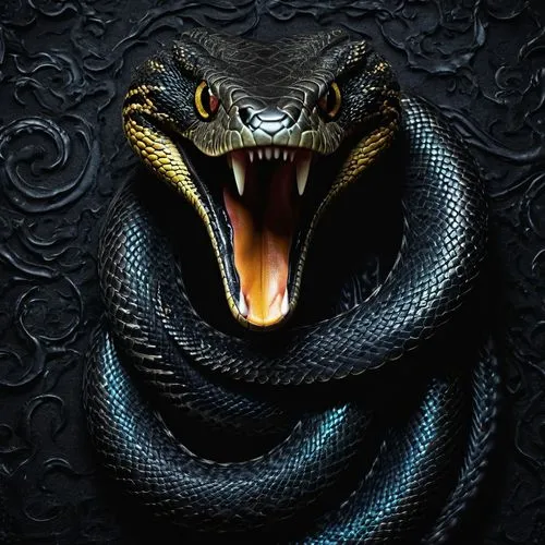 80's Hard rock band album cover, the name is Nothing to Lose, only a black background with the shape of a snake that is watchable,venomous snake,emperor snake,basilisk,thunder snake,african house snak