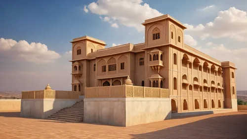 rajasthani palaces with the texture of sandstone retaining the actual image ,qasr al watan,caravansary,qasr al kharrana,islamic architectural,al nahyan grand mosque,king abdullah i mosque,al qudra,qas