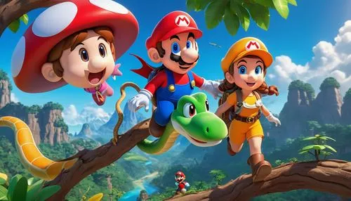 super mario brothers,toadstools,cartoon video game background,marios,mario bros,platformers,mushroom island,platforming,cartoon forest,mushroom landscape,paisanos,platformer,kirkhope,toadstool,caballeros,mario,duendes,rayman,playmander,children's background,Unique,3D,3D Character