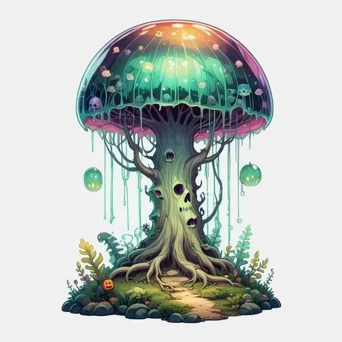 tree mushroom,mushroom landscape,forest mushroom,mushroom island,mushroom type,mushroom,Illustration,Abstract Fantasy,Abstract Fantasy 11