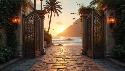 dorne,walkway,pathway,archways,greek island door,doorways,archway,landscape background,gateway,the road to the sea,entranceways,garden door,positano,entrada,theed,uncharted,portofino,the threshold of the house,mediterranean,doorway,Photography,General,Realistic