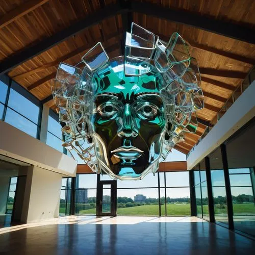 silver oak,hirst,steel sculpture,glimmerglass,eagle head,kinetic art,Unique,3D,Modern Sculpture