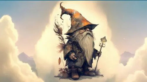 a wizard in the clouds holding his wand,parashuram,radagast,mahadev,treebeard,lotronex,ghadeer