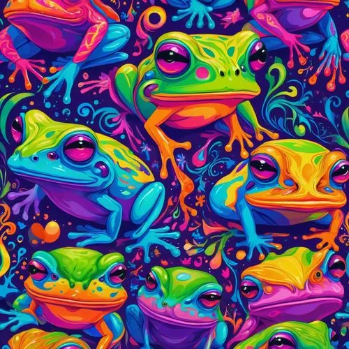 frog background,frogs,frog gathering,kawaii frogs,tree frogs,frog through,frog,frog king,colorful background,amphibians,psychedelic art,woman frog,hyla,chameleon abstract,frog figure,kawaii frog,green frog,background colorful,shrub frog,bull frog,Conceptual Art,Oil color,Oil Color 23