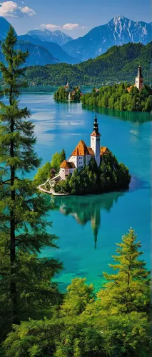 lake bled,slovenia,bled,lake baikal,baikal lake,croatia,kravice,beautiful lake,thimble islands,plitvice,eastern europe,thun lake,beautiful landscape,vermont,balea lake,great lakes,antorno lake,czorsztyn lake,eibsee,landscapes beautiful,Art,Artistic Painting,Artistic Painting 20