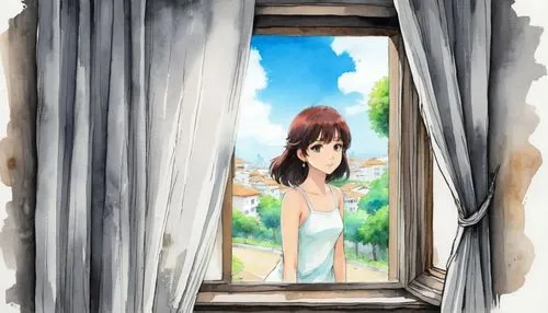 window to the world,bedroom window,window,open window,window curtain,open door,nouaimi,arrietty,window view,chieri,the window,window front,anime 3d,vitrine,glass window,window released,nanako,yui hirasawa k-on,windowed,window transparent