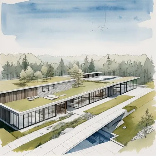 this house plans a spacious and colorful courtyard, as well as a walkway and patio area,school design,renderings,bohlin,ski facility,snohetta,archidaily,Unique,Design,Blueprint