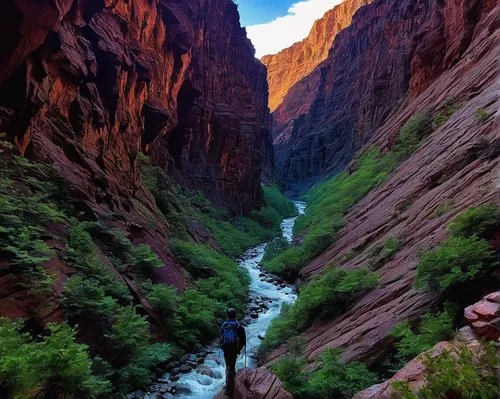 zion national park,canyon,red canyon tunnel,zion,big bend,red rock canyon,fairyland canyon,oheo gulch,guards of the canyon,street canyon,grand canyon,al siq canyon,antel rope canyon,bright angel trail,rio grande river,united states national park,gorge,slot canyon,arizona,navajo bay,Illustration,Abstract Fantasy,Abstract Fantasy 14