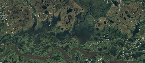 this satellite image shows some water in the middle of a large body of land,satellite image,piscataquis,kitimat,finnmark,pindari,fjeld