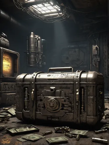 treasure chest,steamer trunk,attache case,toolbox,courier box,music chest,old suitcase,leather suitcase,ammunition box,crate,collected game assets,apothecary,play escape game live and win,baggage,fallout4,antiquariat,cashbox,fallout shelter,compartments,tackle box,Conceptual Art,Sci-Fi,Sci-Fi 09