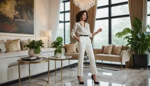 white silk,elegante,elegant,xiaoqing,elegance,pantsuit,tulip white,long legs,tonghe,maxmara,white,floor lamp,eveningwear,white velvet,longlegs,stilts,lebua,great as a stilt performer,claridges,elegantly,Illustration,Realistic Fantasy,Realistic Fantasy 18