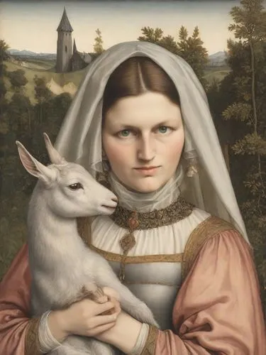 chavannes,khnopff,memling,shepherdess,the good shepherd,girl with dog