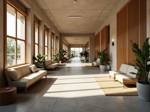 lobby,breezeway,midcentury,daylighting,corridor,atriums,hallway,foyer,hallway space,corridors,hotel lobby,hotel hall,ambulatory,offices,entrance hall,amanresorts,hall,empty interior,veranda,pedway