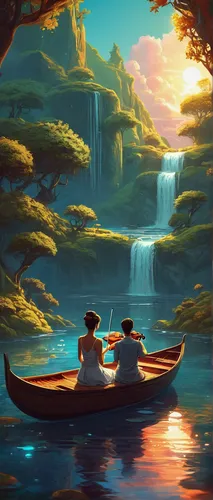 canoeing,kayaking,boat landscape,canoes,canoe,kayaker,raft,romantic scene,fishing float,kayaks,fishermen,row boat,kayak,pedalos,rowboats,pedal boats,world digital painting,idyll,paddling,boat rapids,Conceptual Art,Fantasy,Fantasy 21