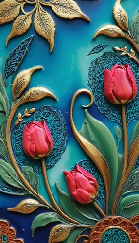 floral ornament,flower painting,arabic background,oriental painting,decorative art,tulip background,motifs of blue stars,art nouveau design,background pattern,wall painting,floral decorations,art nouveau,wall panel,wall decoration,flower background,floral background,damask background,japanese floral background,patterned wood decoration,decorative flower,Illustration,Realistic Fantasy,Realistic Fantasy 16