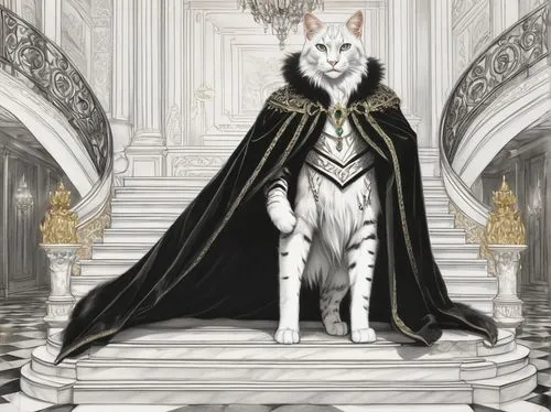 imperial coat,thingol,melkor,white cat,emperor,imperatore,samoyedic,krypto,thorgal,cathala,white fox,wolpaw,dignitary,archduchess,wulfstan,seregil,silmarillion,korin,archchancellor,finrod,Illustration,Black and White,Black and White 30