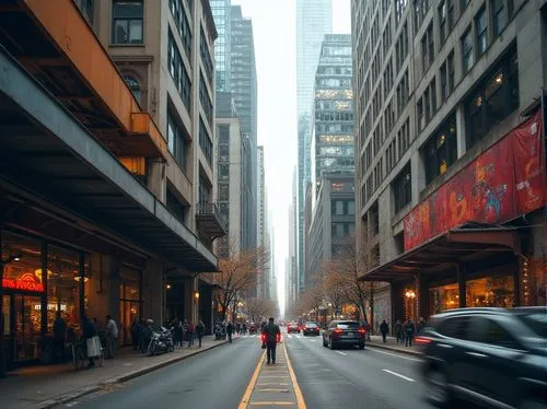 new york streets,yonge,streeterville,streetscape,streetscapes,city scape,urban landscape,skyways,cityscapes,street canyon,tall buildings,thoroughfares,laneways,pedestrianized,carriageways,yorkville,one-way street,city highway,chicago,the street,Photography,General,Realistic