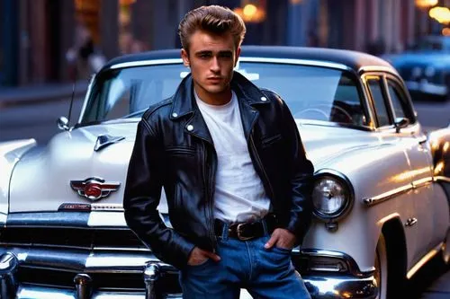 james dean,rockabilly style,rockabilly,50's style,opel record,ford thunderbird,harley davidson,pompadour,opel record coupe,harley-davidson,austin cambridge,opel captain,t bird,motorcyclist,royce,opel record p1,adam opel ag,buick y-job,fifties,classic car,Illustration,Realistic Fantasy,Realistic Fantasy 06