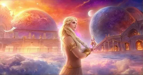 fantasy picture,etheria,fantasy art,asherah,tuatha,noldor,jaina,inanna,frigga,qabalah,arianrhod,amalthea,rosalina,ashtar,mystara,sorceress,mythography,astral traveler,alfheim,thingol,Illustration,Real