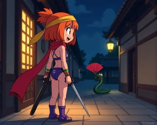 kunoichi,boktai,fire poker flower,lavagirl,swordswoman,leela