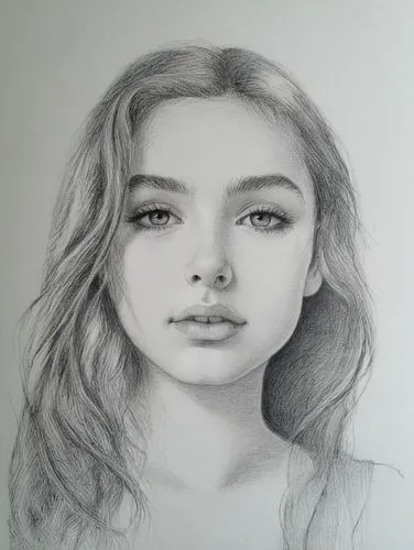 girl drawing,graphite,girl portrait,pencil drawing,silverpoint,charcoal pencil,Illustration,Black and White,Black and White 30