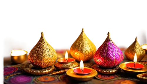 Bengali lights, traditional Indian festival, colorful diyas, candles, lanterns, intricate designs, golden decorations, soft warm glow, evening ambiance, 3/4 composition, shallow depth of field, vibran