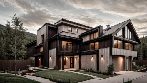 The primary exterior color will be black,timber house,wooden house,modern architecture,cubic house,modern house,cube house,wooden facade,log home,wooden construction,house shape,modern style,telluride