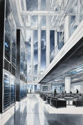 arcology,skybridge,sky space concept,skyways,oscorp,futuristic architecture,unbuilt,spaceport,cybercity,renderings,coruscant,skyloft,terminals,skyboxes,airspaces,rahxephon,futuristic art museum,spaceports,glass facades,lexcorp,Illustration,Paper based,Paper Based 30