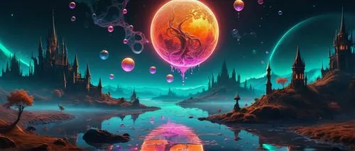 alien planet,alien world,astral traveler,sci fiction illustration,planet eart,space art,futuristic landscape,fantasy landscape,planet alien sky,fantasy picture,gas planet,fire planet,mushroom landscape,planet,fantasia,extraterrestrial life,scene cosmic,planets,vast,fantasy art,Illustration,Realistic Fantasy,Realistic Fantasy 42