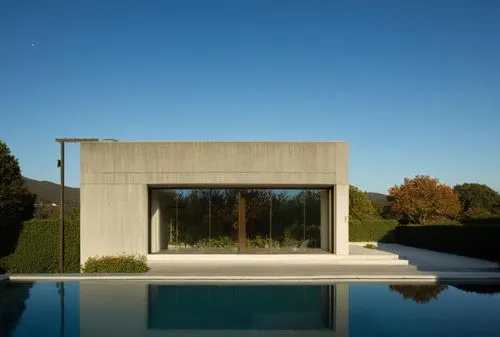 glass woodpanelling steps sunlight summer landscape pavilion concrete  spotlight night view young girl walking around pool garden trees,breuer,chipperfield,pool house,exposed concrete,cantilevered,eis