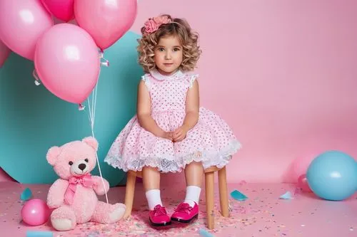 little girl in pink dress,little girl with balloons,pink balloons,children's photo shoot,little girl dresses,baby & toddler clothing,doll dress,children's birthday,social,child model,pink ribbon,birthday items,second birthday,children's christmas photo shoot,2nd birthday,kids party,pink shoes,pink background,children's background,photo shoot children,Illustration,Realistic Fantasy,Realistic Fantasy 23