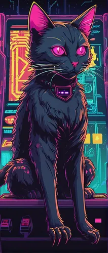 color rat,cyberpunk,alley cat,cat vector,doodle cat,cyber,stray cat,feral,black cat,80's design,the cat,neon coffee,werewolf,pixel art,feral cat,game illustration,feline,80s,pink cat,street cat,Unique,Pixel,Pixel 04