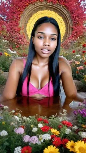 monifa,lakeisha,flower background,springtime background,spring background,girl in flowers