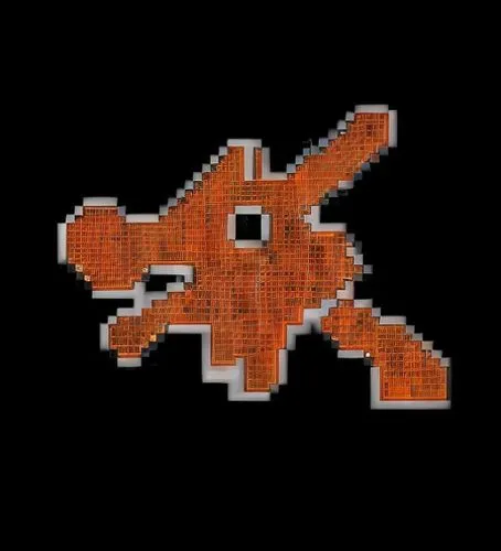 black background, retain persimmon color,spacescraft,pixelgrafic,crab violinist,charizard,pixel art,bot icon,hammerhead,rust-orange,brick background,pixels,pixel cube,invader,pixel cells,ninja star,8b