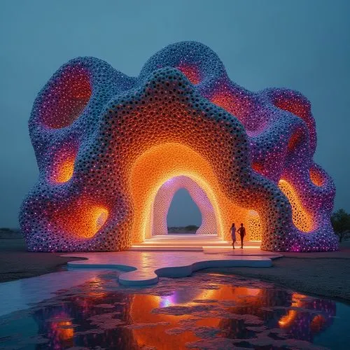 burning man,drip castle,coral swirl,3d fantasy,lava balls,polyp