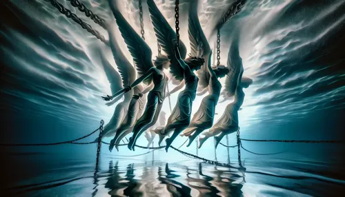 synchronized swimming,submerge,biomechanical,apophysis,cirque du soleil,axons,underworld,regeneration,insurgent,box jellyfish,freediving,pallet doctor fish,merfolk,water-the sword lily,zooplankton,mirror of souls,calyx-doctor fish white,swan lake,spines,deep sea