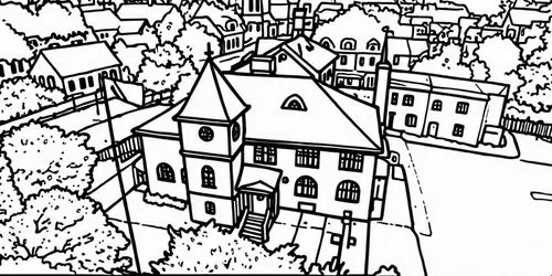 houses clipart,townhouses,coloring pages,escher village,rowhouses,houses,Design Sketch,Design Sketch,Rough Outline