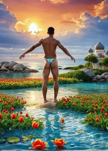 man at the sea,thermal spring,garden of eden,naturism,the amur adonis,ramdev,Photography,General,Realistic