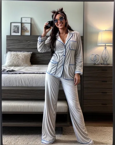 a woman poses in a pajamas and pajamas,pyjama,pajamas,pajama,pyjamas,onesie,pjs