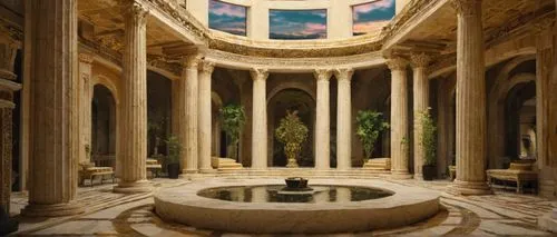 marble palace,roman bath,hamam,hammam,cochere,orangerie,zappeion,baptistry,bath room,decorative fountains,caesars palace,colonnaded,amanresorts,floor fountain,jardiniere,greek temple,neoclassical,atriums,neoclassicism,pillars,Illustration,American Style,American Style 14