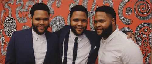 Nathan Anderson and actor Anthony Anderson,mirror image,abel,mirrors,distorted,blur office background,mirroring,split personality,pop art background,mirrored,pop art effect,black businessman,portrait 