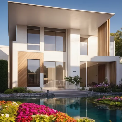 สวนดอกไม้สีสด,บ่อน้ำทรงสวยน้ำใส,landscape design sydney,landscape designers sydney,garden design sydney,modern house,cube stilt houses,dunes house,3d rendering,modern architecture,holiday villa,cube h