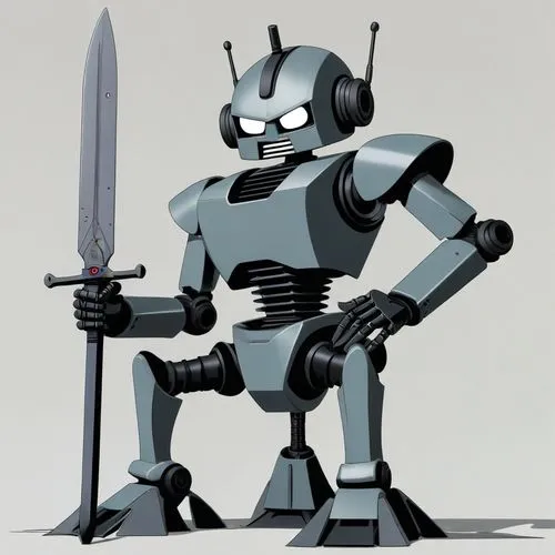 the robot is holding a sword and wearing ear buds,robotboy,bender,bot icon,minibot,bot,robotlike