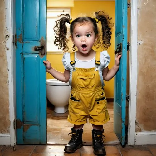 girl in overalls,girl in the kitchen,dungarees,housepainter,yellow jumpsuit,overalls,photographing children,pinafore,the little girl's room,tradespeople,little yellow,coveralls,childproofing,house painter,dumbwaiter,plumbing,plumber,biocides,avishai,lederhosen,Photography,General,Natural