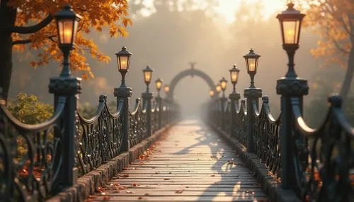 wooden bridge,walkway,autumn morning,autumn light,light of autumn,chain bridge,autumn walk,scenic bridge,autumn fog,autumn scenery,golden autumn,pathway,bridge,autumn in the park,wooden path,autumn background,hanging bridge,golden bridge,angel bridge,tree lined path,Photography,General,Realistic