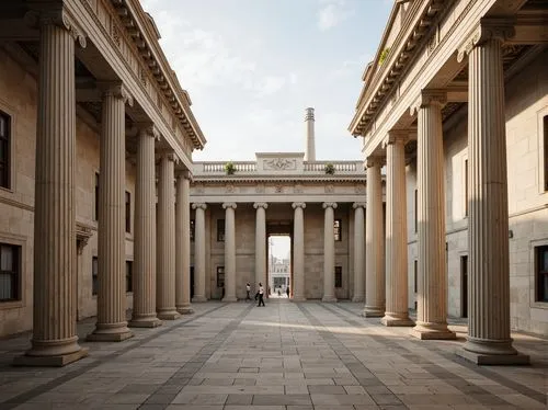 glyptothek,doric columns,peristyle,zappeion,colonnades,greek temple,the parthenon,colonnade,colonnaded,propylaea,neoclassical,parthenon,palladian,nationalgalerie,saint george's hall,burgtheater,herrenhausen,brandenburg gate,ploegsteert,three pillars