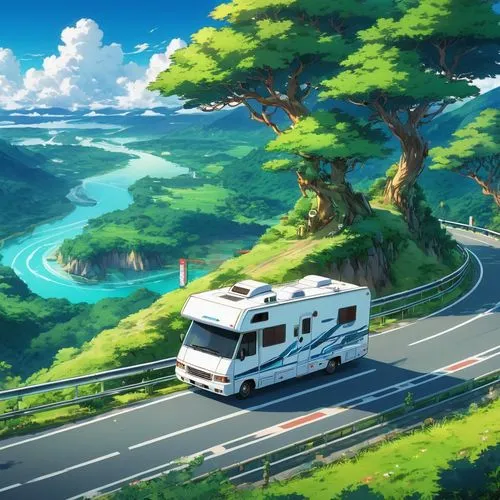 hijet,motorhome,campervan,travel van,camping bus,eurovan,Illustration,Japanese style,Japanese Style 03