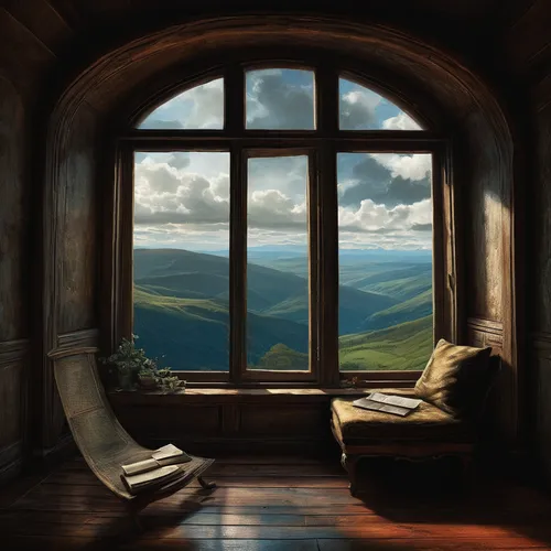 window seat,window view,window to the world,the window,wooden windows,window,home landscape,open window,wood window,bedroom window,big window,window treatment,the cabin in the mountains,window with sea view,window covering,world digital painting,french windows,window curtain,overlook,panoramic landscape,Illustration,Paper based,Paper Based 18