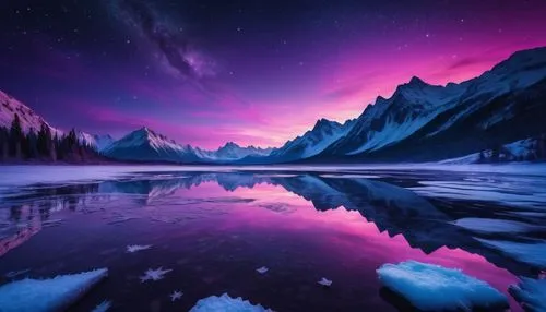 purple landscape,northen lights,vermilion lakes,northern lights,frozen lake,canadian rockies,heaven lake,nothern lights,the northern lights,aurora borealis,alaska,moraine lake,northern light,purple wallpaper,aurora colors,bow lake,norther lights,ice landscape,emerald lake,glacial lake,Photography,General,Fantasy